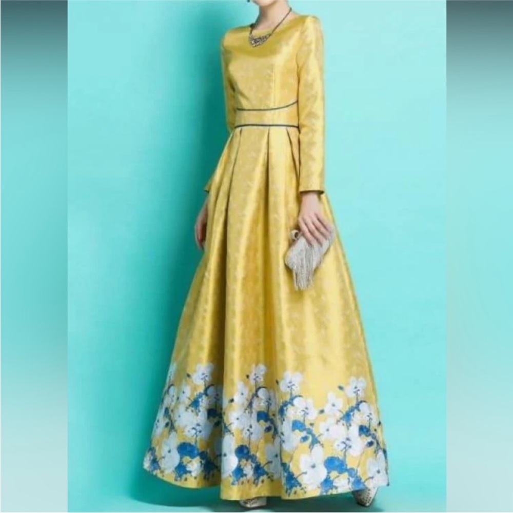 Gold Evening Gown, XL, Jacquard, Retro